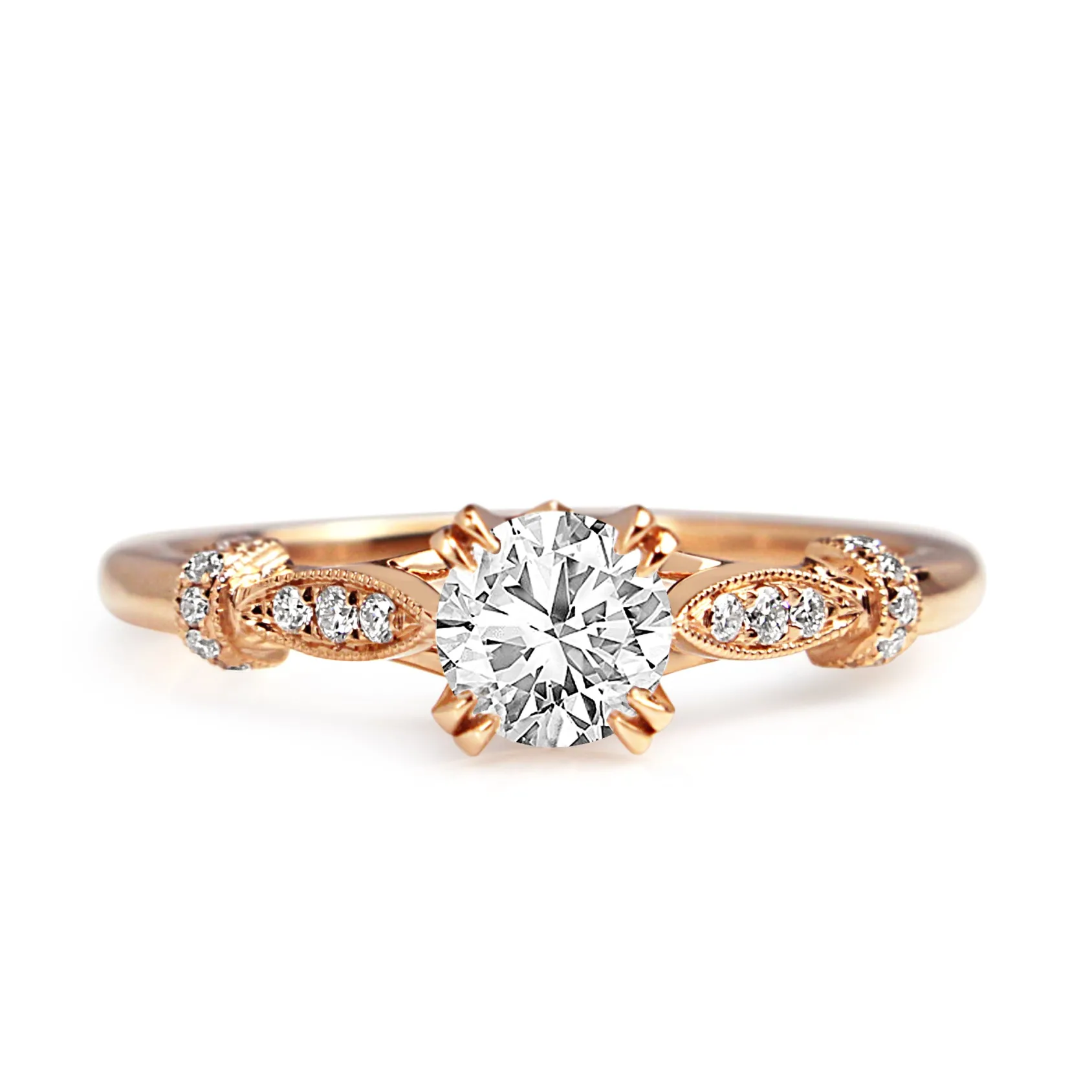 18ct Rose Gold Vintage Style Solitaire Ring