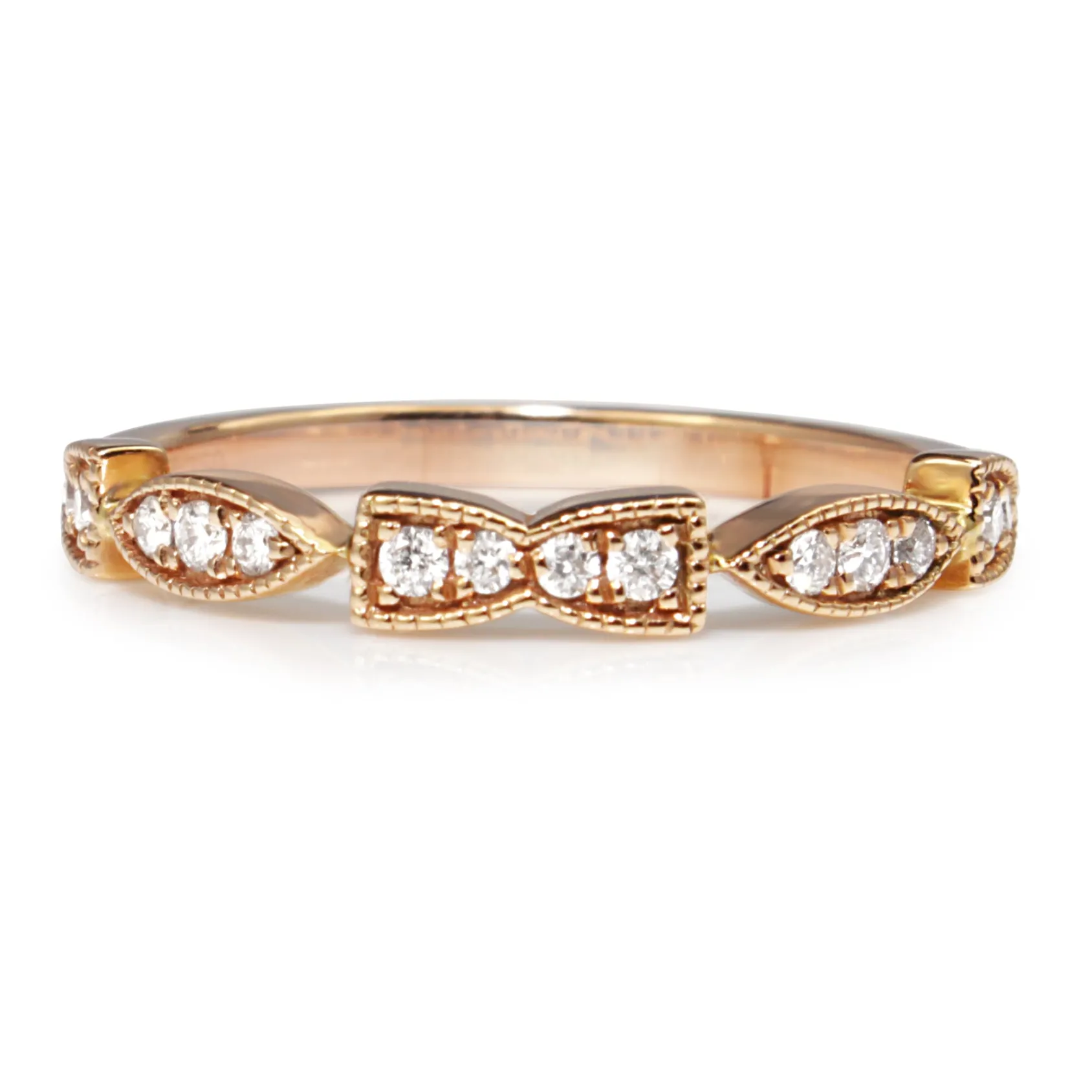 18ct Rose Gold Vintage Style Diamond Band