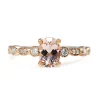 9ct Rose Gold Vintage Style Morganite and Diamond Solitaire Ring