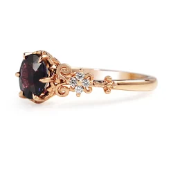 18ct Rose Gold Vintage Style Purple Sapphire Ring