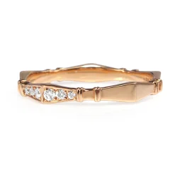 18ct Rose Gold Vintage Style Diamond Half Hoop Band