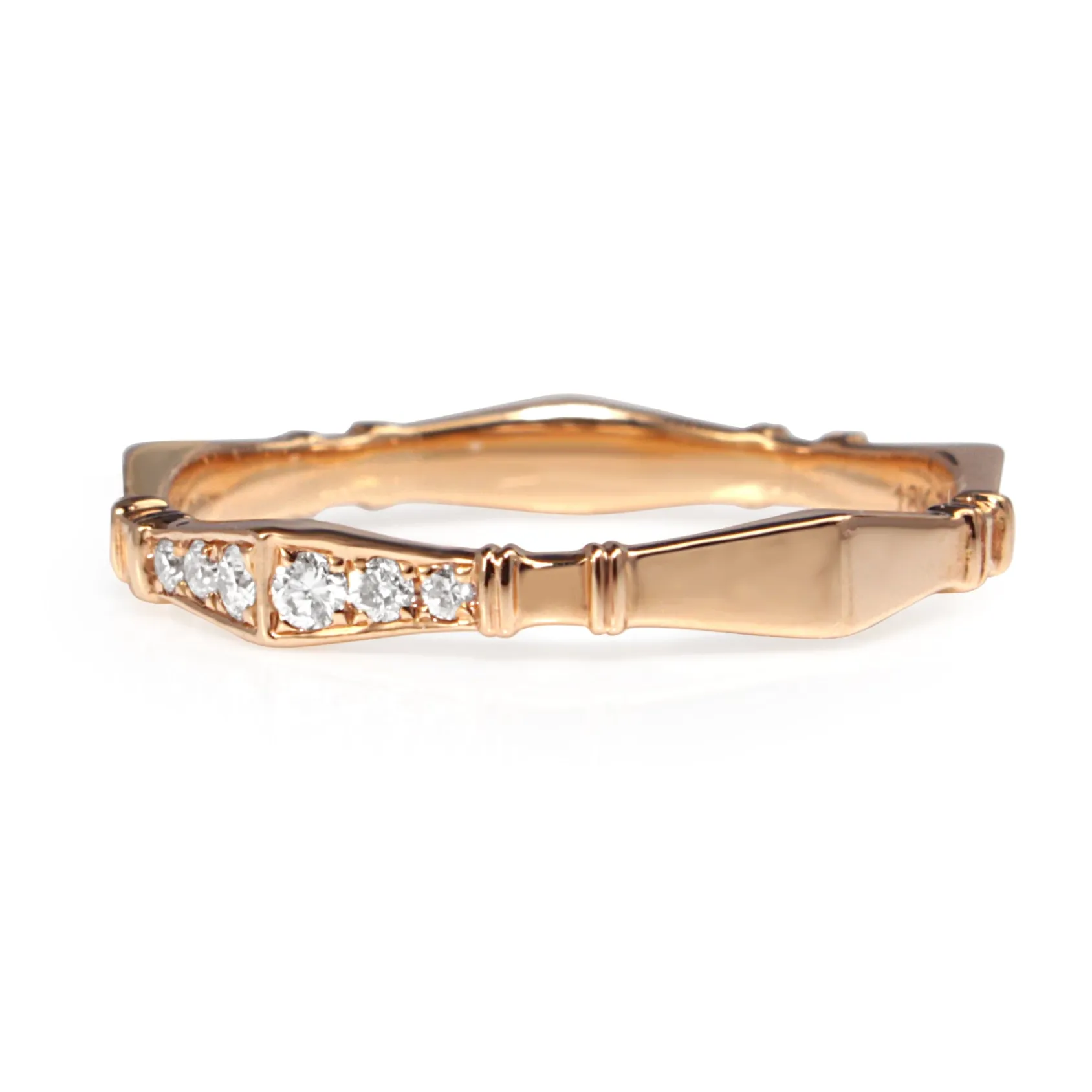 18ct Rose Gold Vintage Style Diamond Half Hoop Band