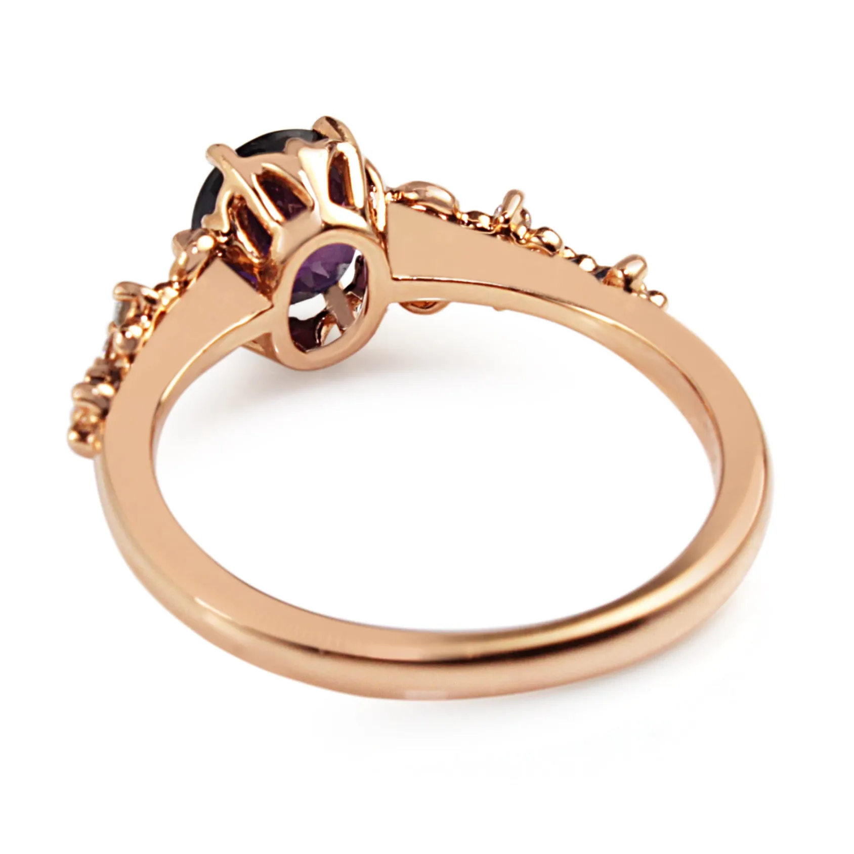18ct Rose Gold Vintage Style Purple Sapphire Ring