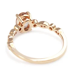 9ct Rose Gold Vintage Style Morganite and Diamond Solitaire Ring