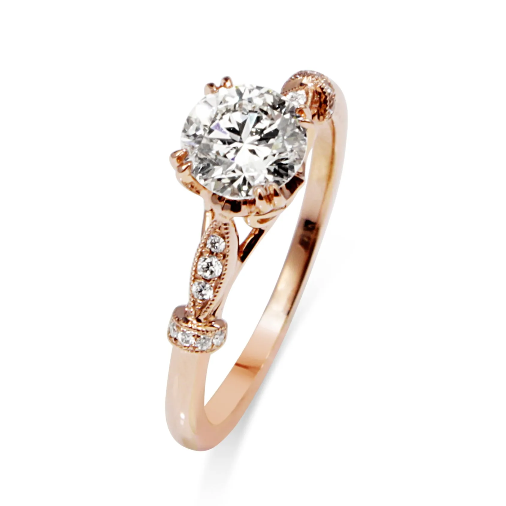 18ct Rose Gold Vintage Style Solitaire Ring