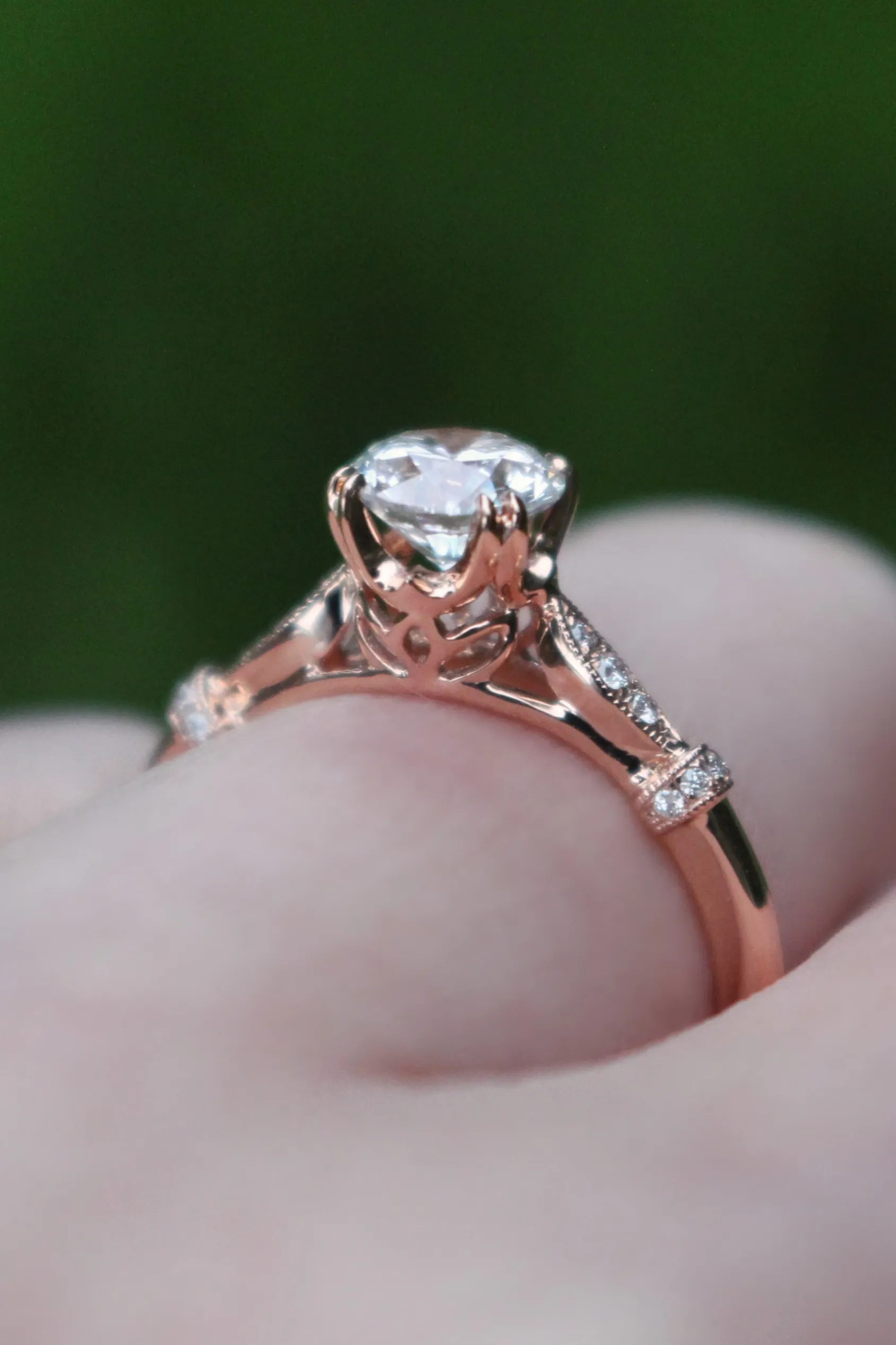 18ct Rose Gold Vintage Style Solitaire Ring