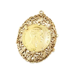22ct Spanish Sovereign from 1877 in 14ct Filigree Locket Case
