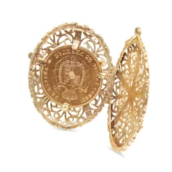 22ct Spanish Sovereign from 1877 in 14ct Filigree Locket Case
