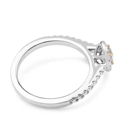 18ct White and Rose Gold Oval Pink Diamond Halo Ring