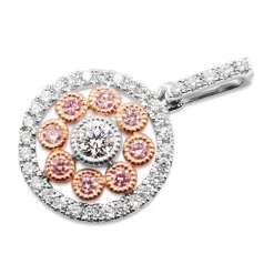 18ct White and Rose Gold Pink and White Diamond Necklace