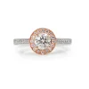 18ct White and Rose Gold Pink and White Diamond Halo Ring