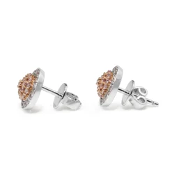 18ct White and Rose Gold Pink and White Diamond Cluster Earrings