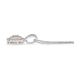 18ct White and Rose Gold Pink and White Diamond Pear Shaped Halo Necklace