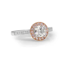 18ct White and Rose Gold Pink and White Diamond Halo Ring