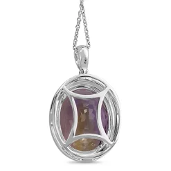 18ct White Gold 18.00 Ametrine and Diamond Halo Necklace