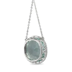 18ct White Gold 11.40 Aquamarine and Diamond Halo Necklace