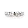 14ct White Gold 3 Stone Etched Diamond Ring