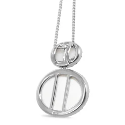 18ct White Gold Agate and Diamond Halo Pendant with Black Rhodium Claws