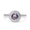 9ct White Gold Amethyst and Diamond Daisy Style Ring