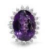 18ct White Gold Amethyst and Diamond Halo Cocktail Ring