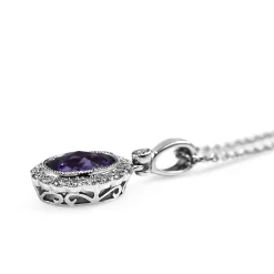 9ct White Gold Amethyst and Diamond Necklace