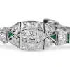 18ct White Gold and Platinum Art Deco Emerald and Diamond Bracelet