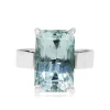 9ct White Gold and Platinum Vintage Aquamarine Solitaire Ring