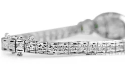 18ct White Gold and Platinum Art Deco Emerald and Diamond Bracelet