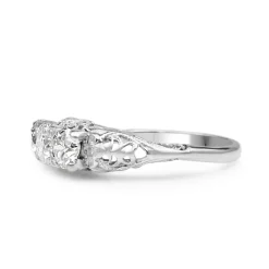 18ct White Gold Antique 3 Stone Diamond Old Cut Ring