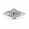 14ct White Gold Antique Old Cut Champagne Diamond Ring
