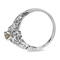14ct White Gold Antique Old Cut Champagne Diamond Ring