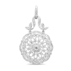 18ct White Gold Antique Style Pierced Out Diamond Enhancer Pendant