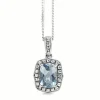 10ct White Gold Aquamarine and Diamond Vintage Style Necklace