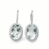 18ct White Gold Aquamarine and Diamond Drop Halo Earrings