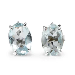 18ct White Gold Aquamarine Stud Earrings