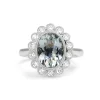 18ct White Gold Aquamarine and Diamond Daisy Ring