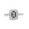 9ct White Gold Aquamarine and Diamond Halo Ring