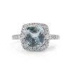 9ct White Gold Aquamarine and Diamond Halo Ring