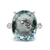 18ct White Gold Aquamarine and Diamond 3 Stone Diamond Ring