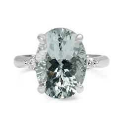 18ct White Gold Aquamarine and Diamond 3 Stone Ring