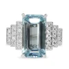 18ct White Gold Aquamarine and Diamond Deco Style Ring