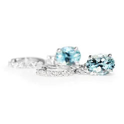 18ct White Gold Aquamarine and Diamond Drop Earrings