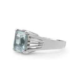 14ct White Gold Aquamarine Solitaire Ring