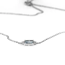 18ct White Gold Aquamarine and Diamond Necklace