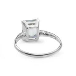 10ct White Gold Aquamarine and Diamond Ring