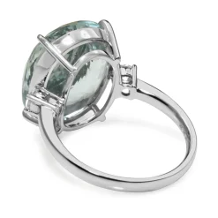 18ct White Gold Aquamarine and Diamond 3 Stone Diamond Ring