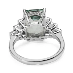 18ct White Gold Aquamarine and Diamond Step Down Style Ring