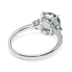 18ct White Gold Aquamarine and Diamond 3 Stone Ring