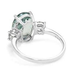 18ct White Gold Aquamarine and Diamond 3 Stone Ring