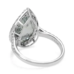 18ct White Gold Aquamarine and Diamond Pear Halo Ring
